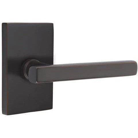 Emtek Freestone Lever With Modern Rectangular Rosette in Oil Rubbed Bronze finish