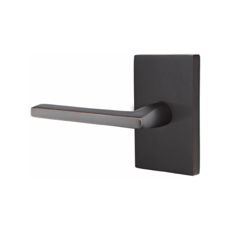 Emtek Helios Lever With Modern Rectangular Rosette in Oil Rubbed Bronze finish