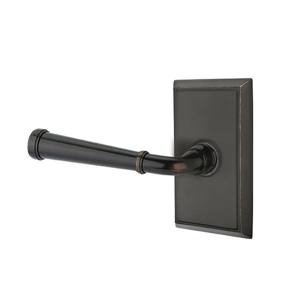 The Emtek Merrimack Lever With Rectangular Rosette in Oil Rubbed Bronze finish