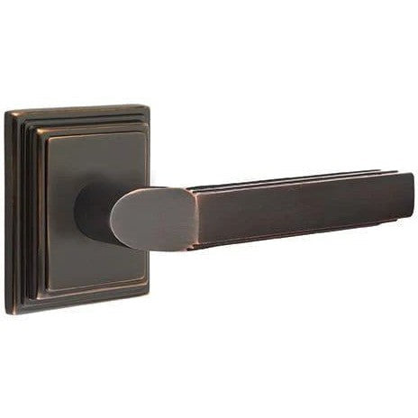 Emtek Milano Lever With Wilshire Rosette in Oil Rubbed Bronze finish