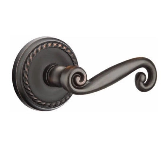 Emtek Rustic Lever With Rope Rosette in Oil Rubbed Bronze finish