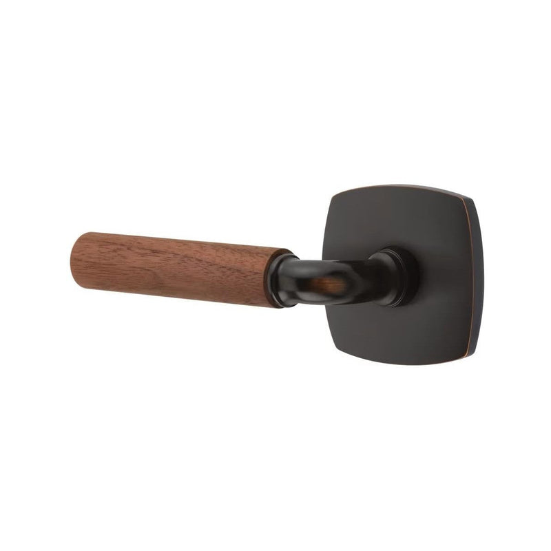 Emtek Select R-Bar Dark Walnut Lever with Urban Modern Rosette in Oil Rubbed Bronze finish