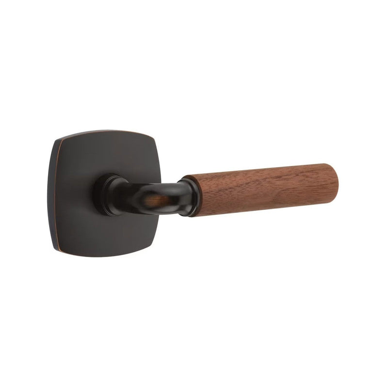 Emtek Select R-Bar Dark Walnut Lever with Urban Modern Rosette in Oil Rubbed Bronze finish