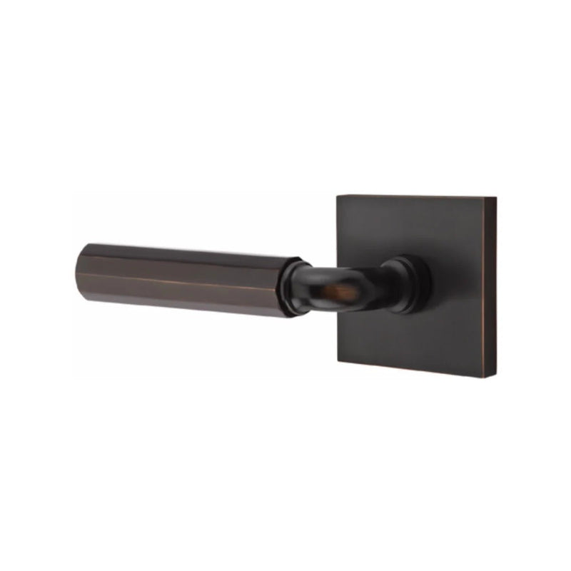 Emtek Select R-Bar Faceted Lever with Square Rosette in Oil Rubbed Bronze finish