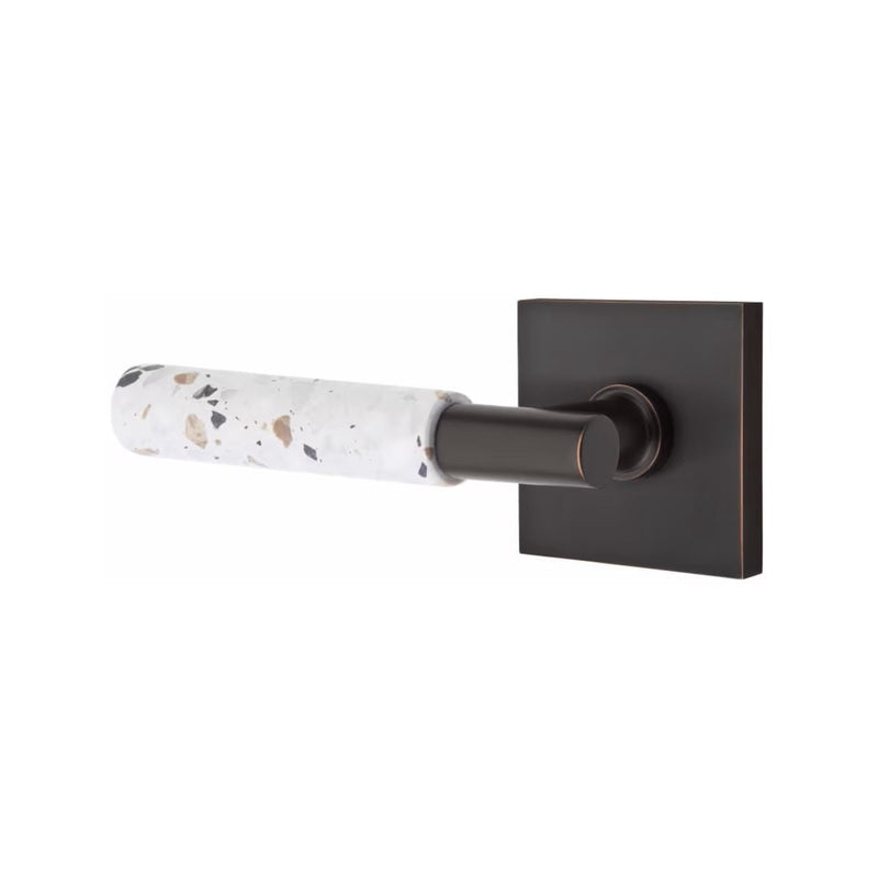 Emtek Select T-Bar Terrazzo Lever with Square Rosette in Oil Rubbed Bronze finish