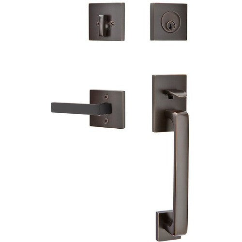 Emtek Baden Entrance Handleset With Dumont Lever in Oil Rubbed Bronze finish