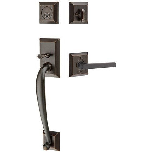 Emtek Franklin Tubular Entrance Handleset With Freestone Lever in Oil Rubbed Bronze finish