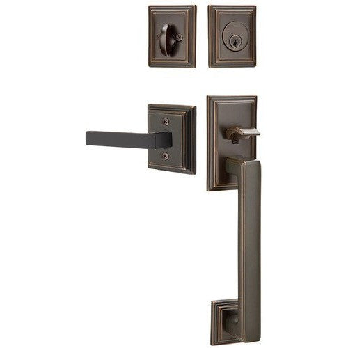 Emtek Hamden Tubular Entrance Handleset With Dumont Lever in Oil Rubbed Bronze finish