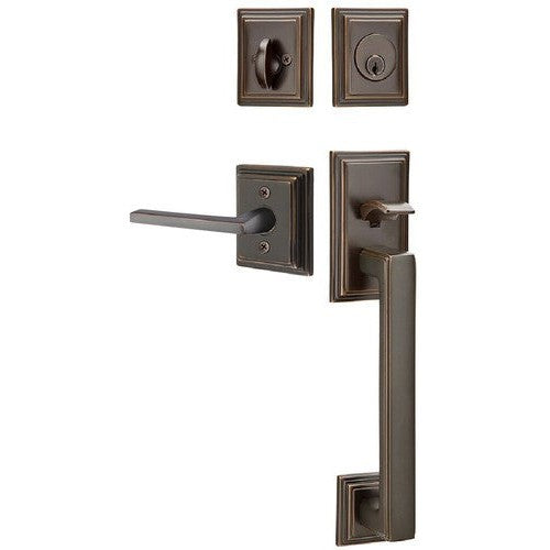 Emtek Hamden Tubular Entrance Handleset With Helios Lever in Oil Rubbed Bronze finish