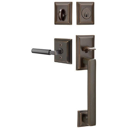 Emtek Hamden Tubular Entrance Handleset With Hercules Lever in Oil Rubbed Bronze finish