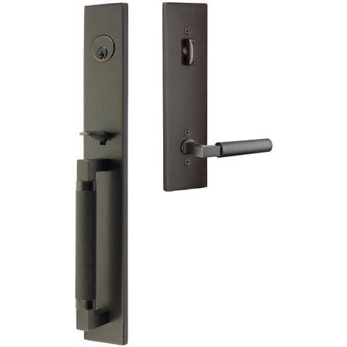 Emtek Hercules Knurled Full Length Tubular Entry Set with Hercules Lever in Oil Rubbed Bronze finish