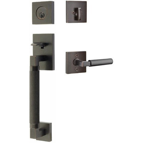 Emtek Hercules Knurled Sectional Tubular Entry Set with Hercules Lever in Oil Rubbed Bronze finish