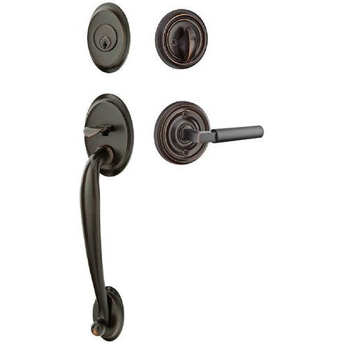 Emtek Saratoga Tubular Entrance Handleset With Hercules Lever in Oil Rubbed Bronze finish