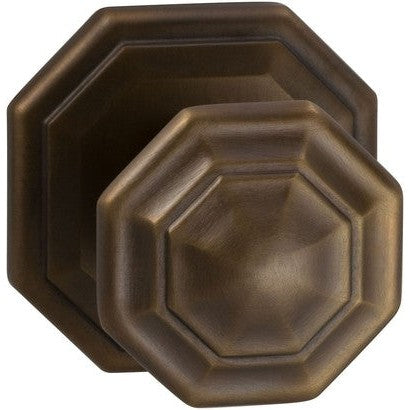 Omnia Traditions 201 Knob with Octagonal Rosette in Antique Bronze, Unlacquered finish