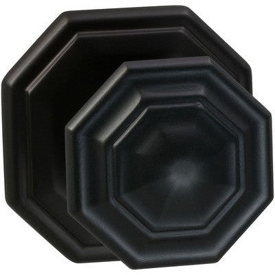 Omnia Traditions 201 Knob with Octagonal Rosette in Black, Oil-Rubbed, Lacquered finish