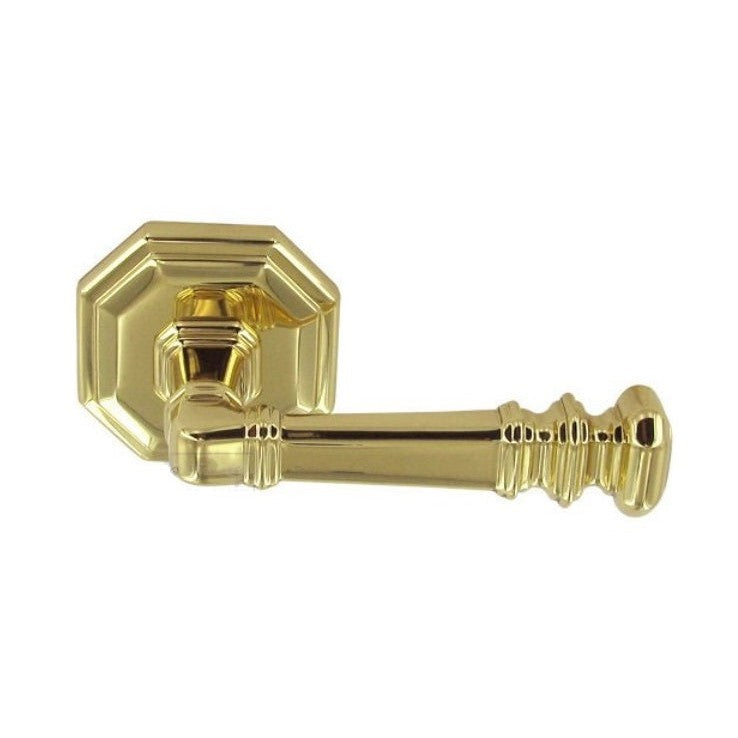 Omnia Traditions 101 Lever with Octagonal Rosette in Polished Brass, Lacquered finish