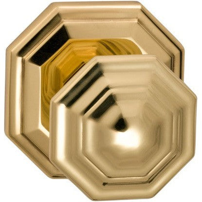 Omnia Traditions 201 Knob with Octagonal Rosette in Polished Brass, Lacquered finish