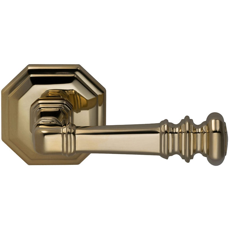 Omnia Traditions 101 Lever with Octagonal Rosette in Polished Brass, Unlacquered finish