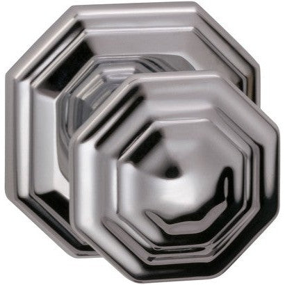 Omnia Traditions 201 Knob with Octagonal Rosette in Polished Chrome, Plated finish