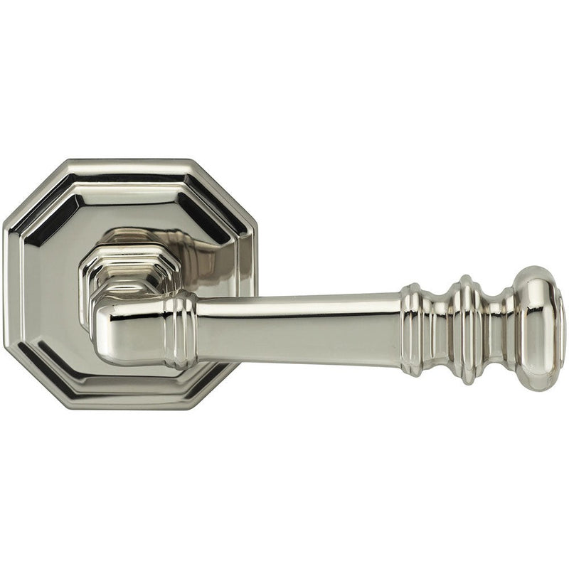 Omnia Traditions 101 Lever with Octagonal Rosette in Polished Nickel, Lacquered finish