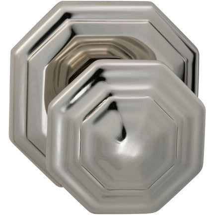 Omnia Traditions 201 Knob with Octagonal Rosette in Polished Nickel, Lacquered finish