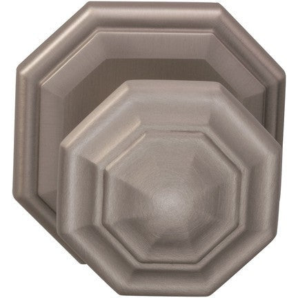 Omnia Traditions 201 Knob with Octagonal Rosette in Satin Nickel, Lacquered finish