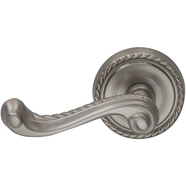 The Omnia Traditions 570 Lever with Round Rosette in Satin Nickel, Lacquered finish