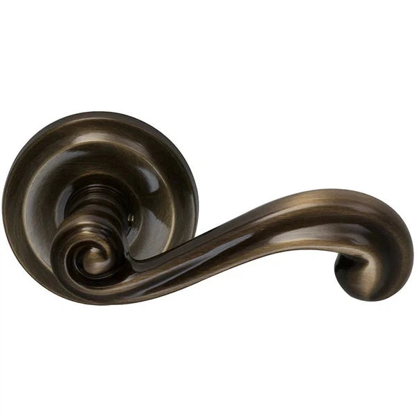 The Omnia Traditions 55 Lever with Round Rosette in Shaded Bronze finish