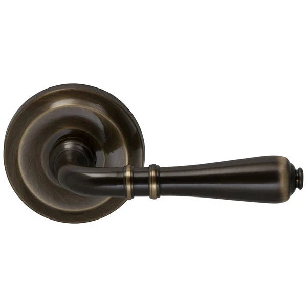 The Omnia Traditions 752 Lever with Round Rosette in Shaded Bronze finish