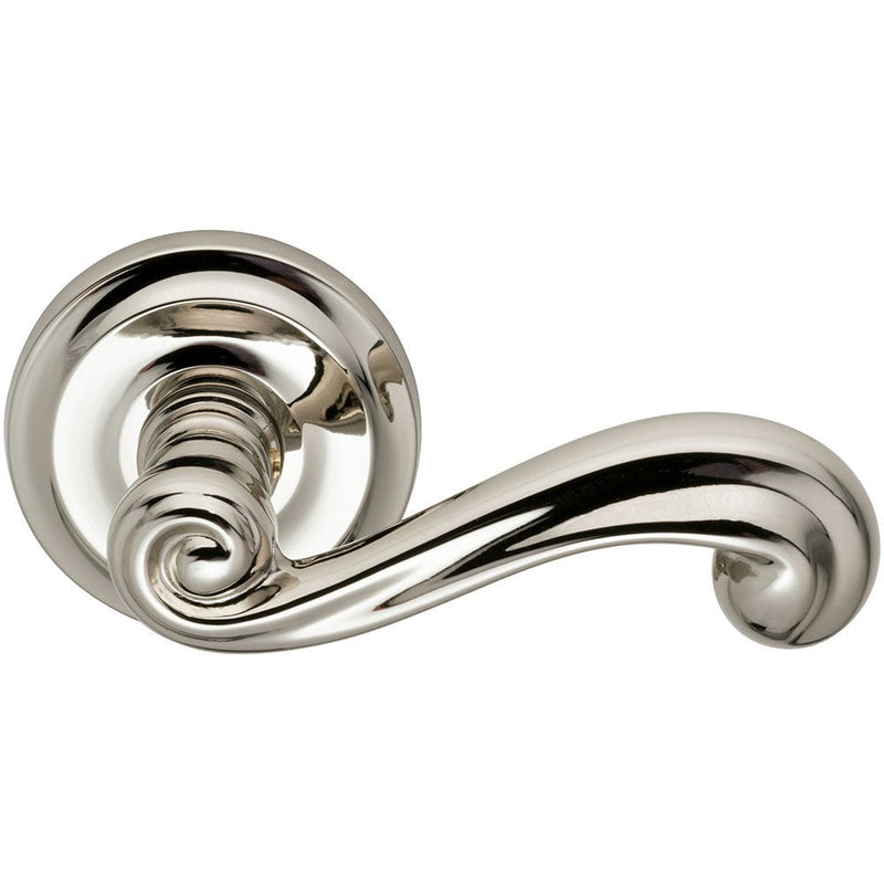 Omnia Traditions 55 Lever with Round Rosette in Polished Nickel, Lacquered finish