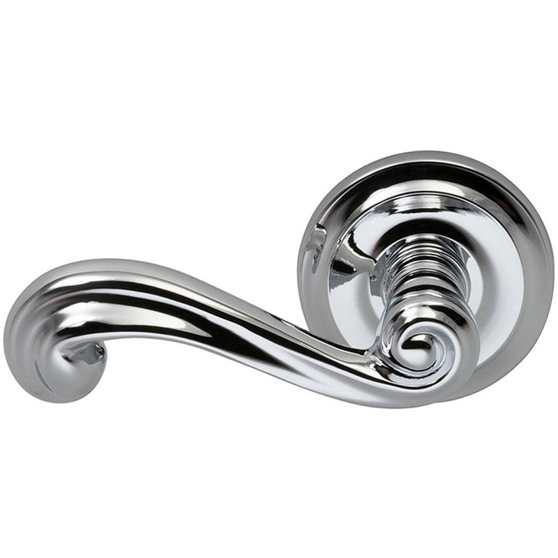 Omnia Traditions 55 Lever with Round Rosette in Polished Chrome, Plated finish