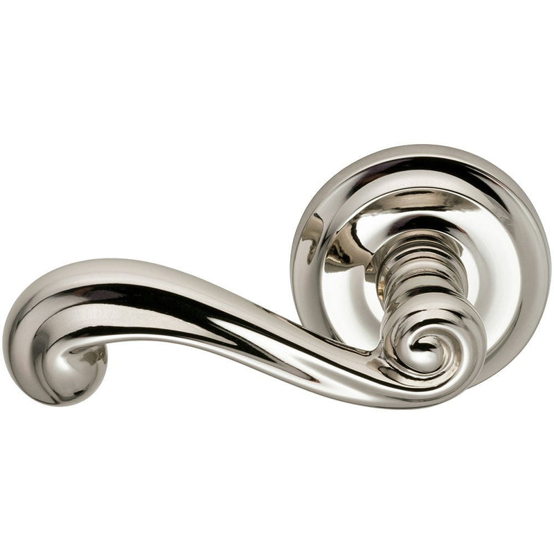 Omnia Traditions 55 Lever with Round Rosette in Polished Nickel, Lacquered finish