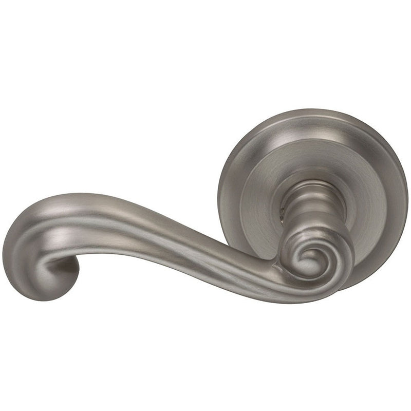 Omnia Traditions 55 Lever with Round Rosette in Satin Nickel, Lacquered finish