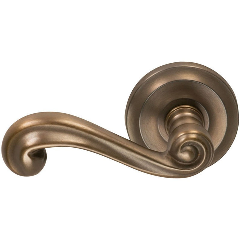 Omnia Traditions 55 Lever with Round Rosette in Antique Bronze, Unlacquered finish