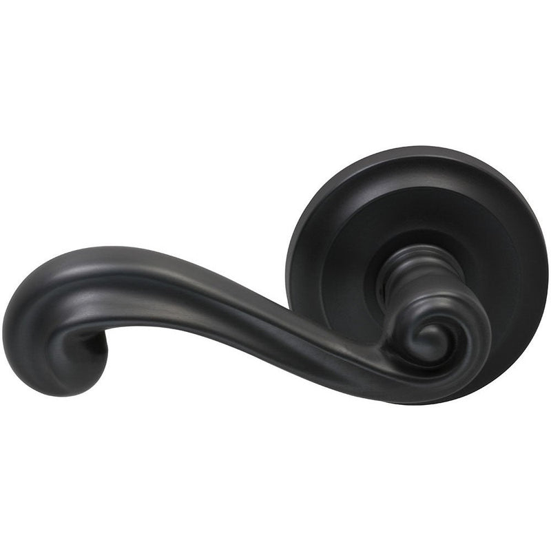 Omnia Traditions 55 Lever with Round Rosette in Black, Oil-Rubbed, Lacquered finish