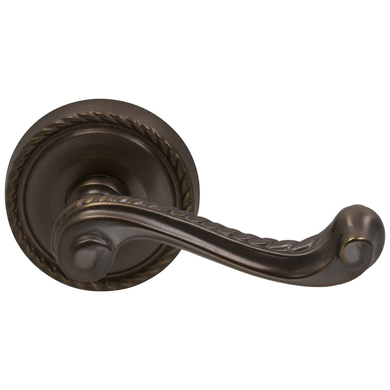 Omnia Traditions 570 Lever with Round Rosette in Antique Bronze, Unlacquered finish