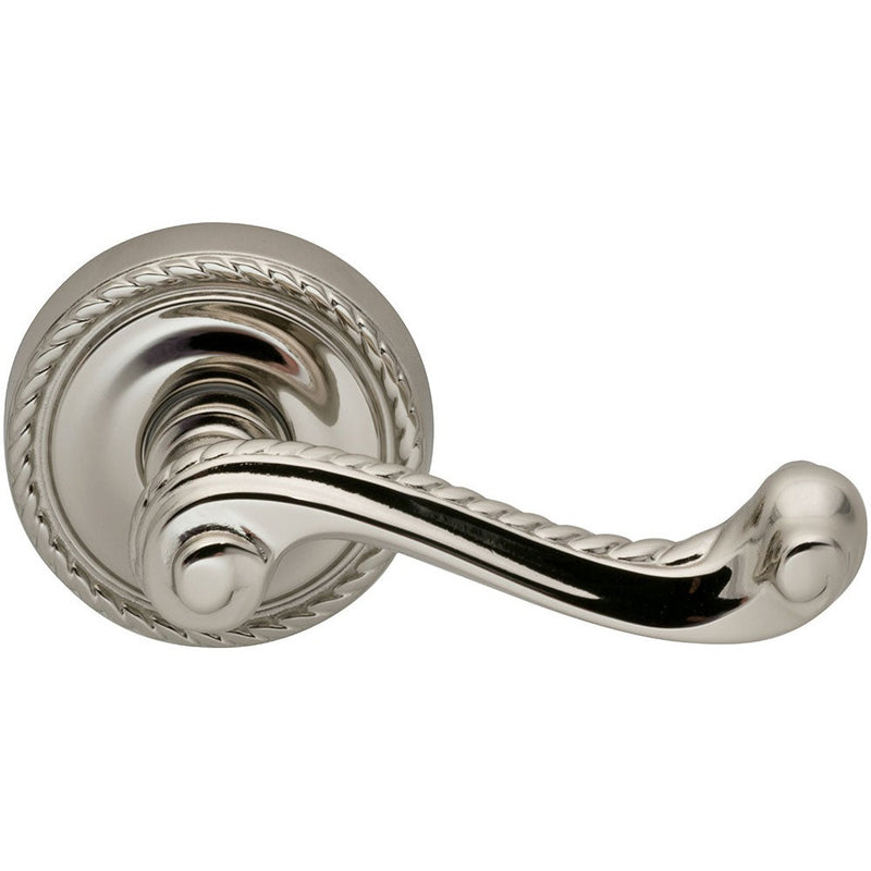 Omnia Traditions 570 Lever with Round Rosette in Polished Nickel, Lacquered finish