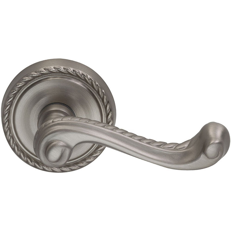 Omnia Traditions 570 Lever with Round Rosette in Satin Nickel, Lacquered finish