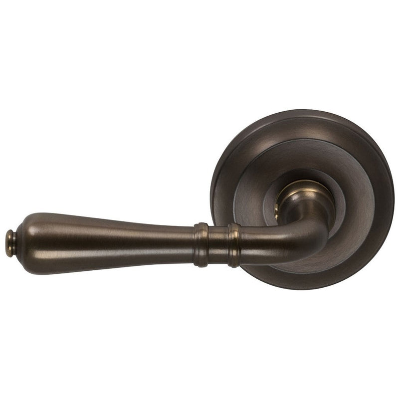 Omnia Traditions 752 Lever with Round Rosette in Antique Bronze, Unlacquered finish