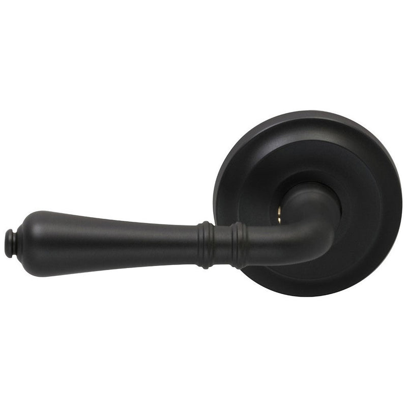 Omnia Traditions 752 Lever with Round Rosette in Black, Oil-Rubbed, Lacquered finish