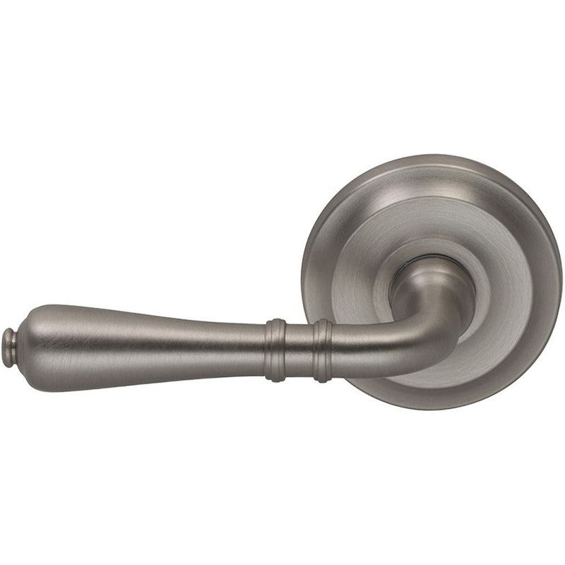 Omnia Traditions 752 Lever with Round Rosette in Satin Nickel, Lacquered finish