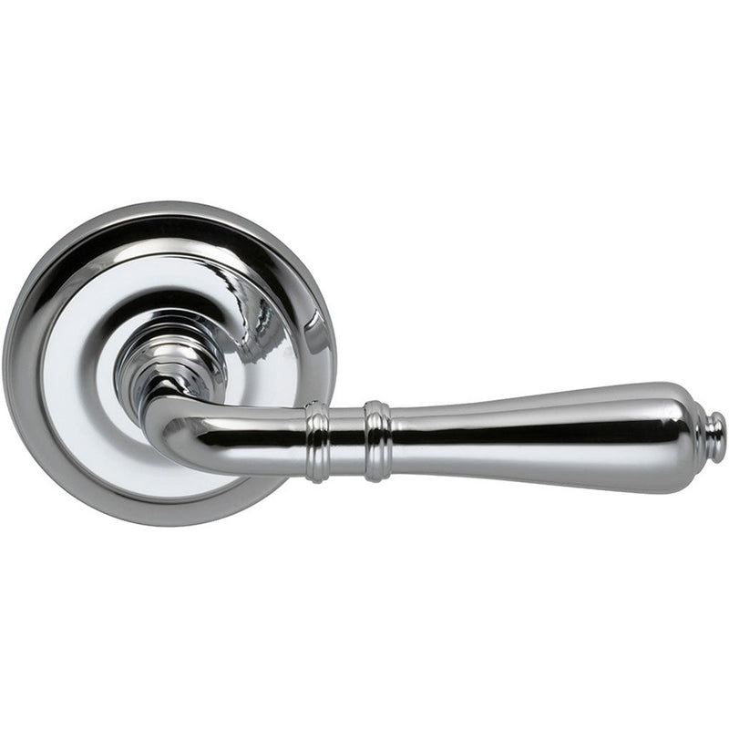 Omnia Traditions 752 Lever with Round Rosette in Polished Chrome, Plated finish