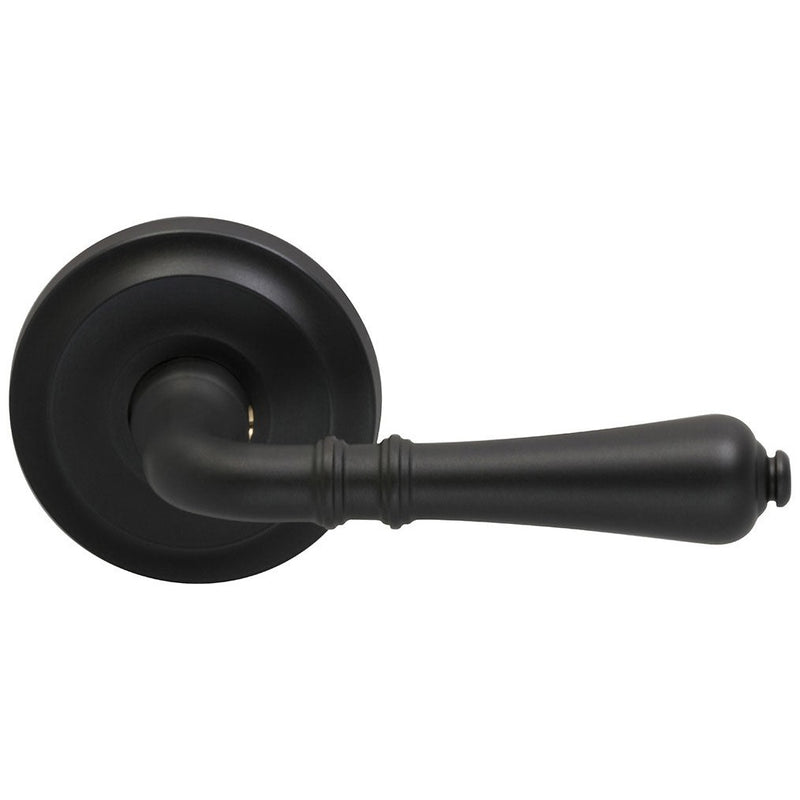 Omnia Traditions 752 Lever with Round Rosette in Black, Oil-Rubbed, Lacquered finish