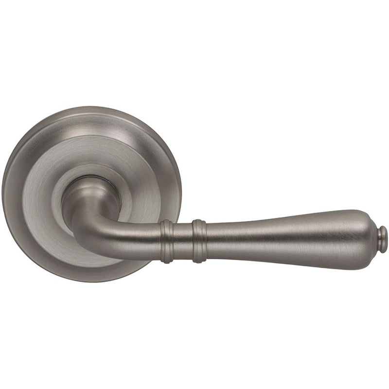 Omnia Traditions 752 Lever with Round Rosette in Satin Nickel, Lacquered finish