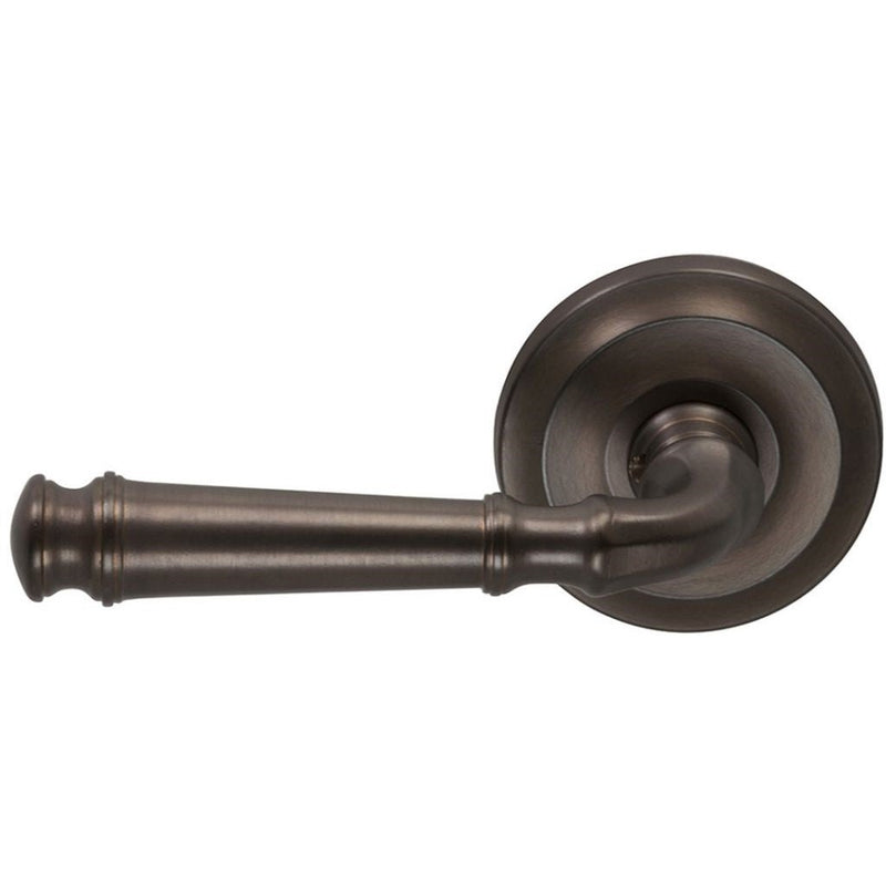 Omnia Traditions 904 Lever with Round Rosette in Antique Bronze, Unlacquered finish