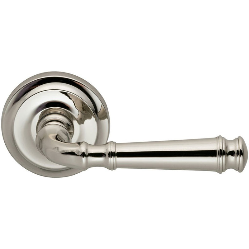 Omnia Traditions 904 Lever with Round Rosette in Polished Nickel, Lacquered finish