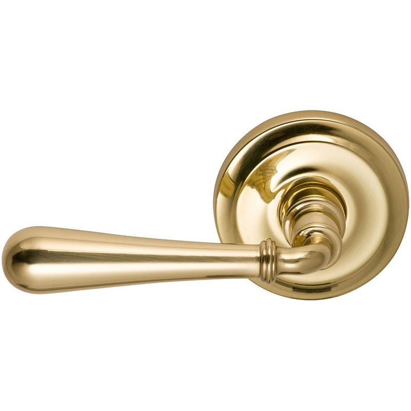 Omnia Traditions 918 Lever with Round Rosette in Polished Brass, Lacquered finish