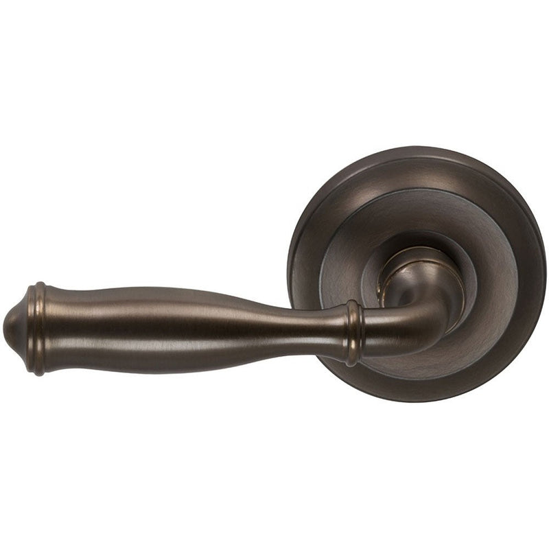 Omnia Traditions 944 Lever with Round Rosette in Antique Bronze, Unlacquered finish