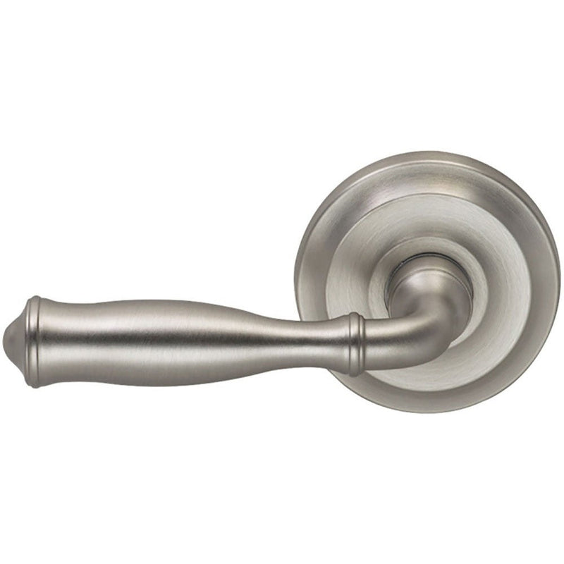 Omnia Traditions 944 Lever with Round Rosette in Satin Nickel, Lacquered finish