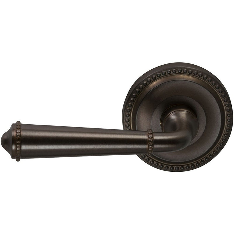 Omnia Traditions 946 Beaded Lever with Round Beaded Rosette in Antique Bronze, Unlacquered finish